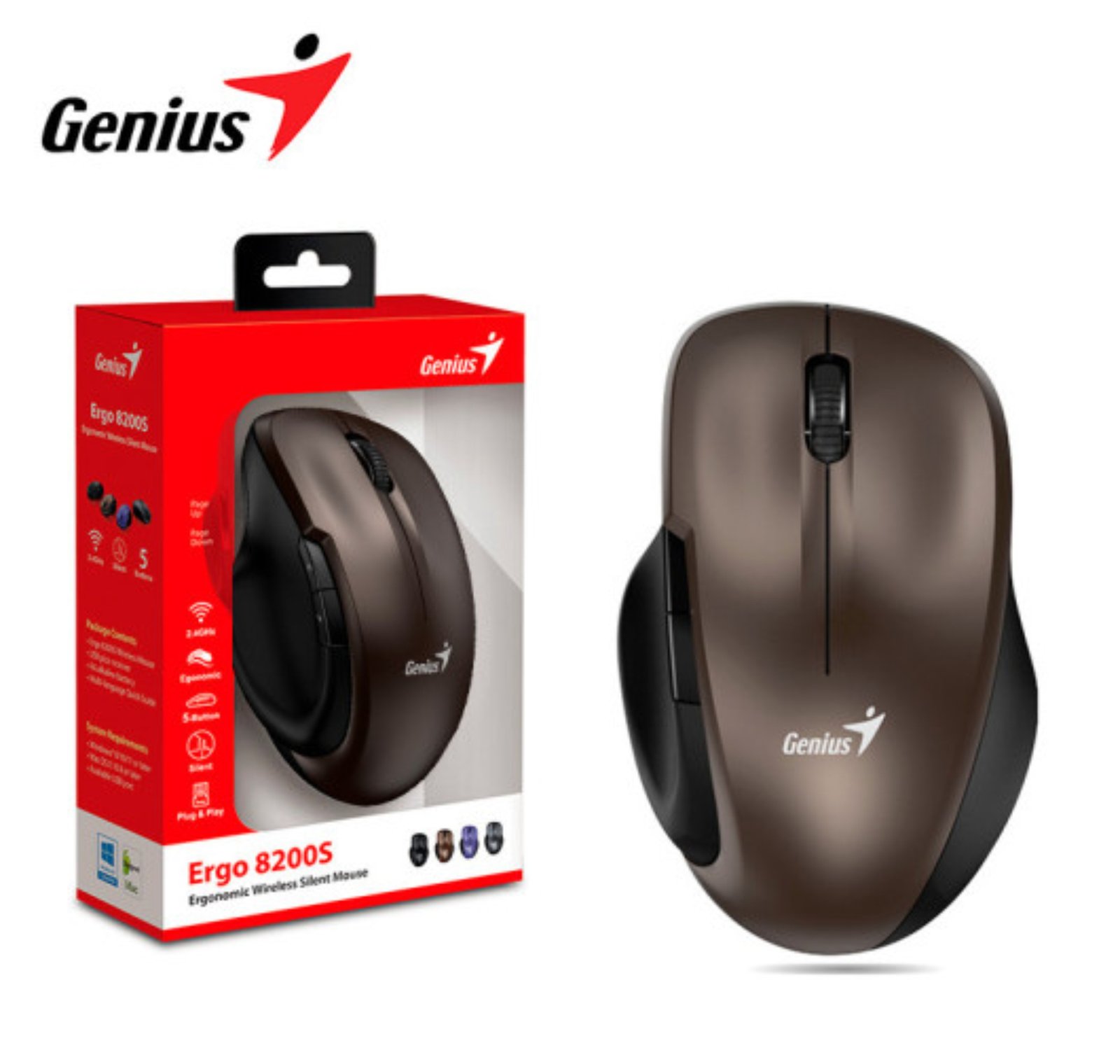 MOUSE USB WIRELESS ERGO 8200S CHOCOLATE GENIUS     31030029403
